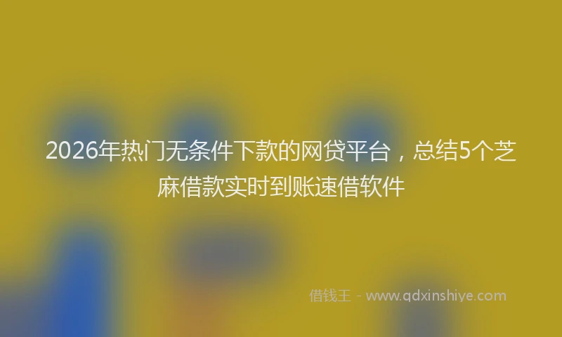 2026年热门无条件下款的网贷平台，总结5个芝麻借款实时到账速借软件