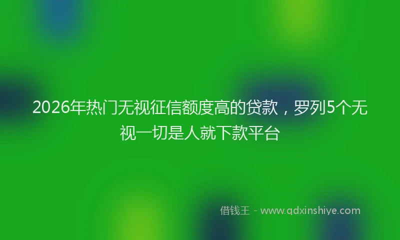 2026年热门无视征信额度高的贷款，罗列5个无视一切是人就下款平台
