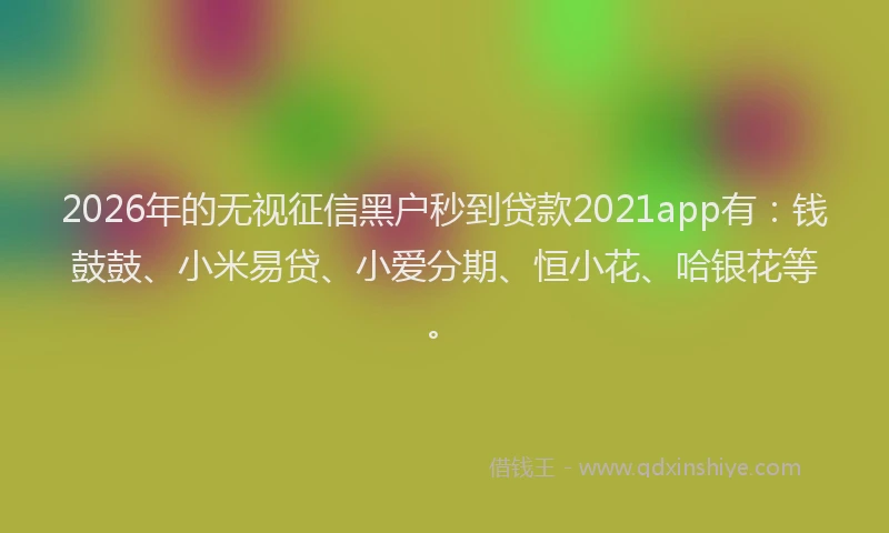 2026年的无视征信黑户秒到贷款2021app有:钱鼓鼓、小米易贷、小爱分期、恒小花、哈银花等。