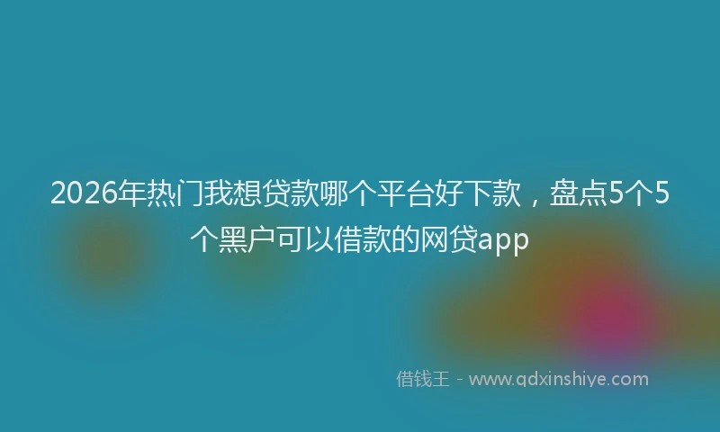 2026年热门我想贷款哪个平台好下款，盘点5个5个黑户可以借款的网贷app