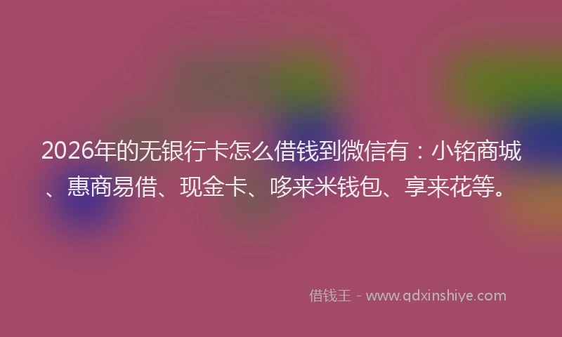 2026年的无银行卡怎么借钱到微信有：小铭商城、惠商易借、现金卡、哆来米钱包、享来花等。