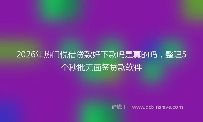 2026年热门悦借贷款好下款吗是真的吗,整理5个秒批无面签贷款软件