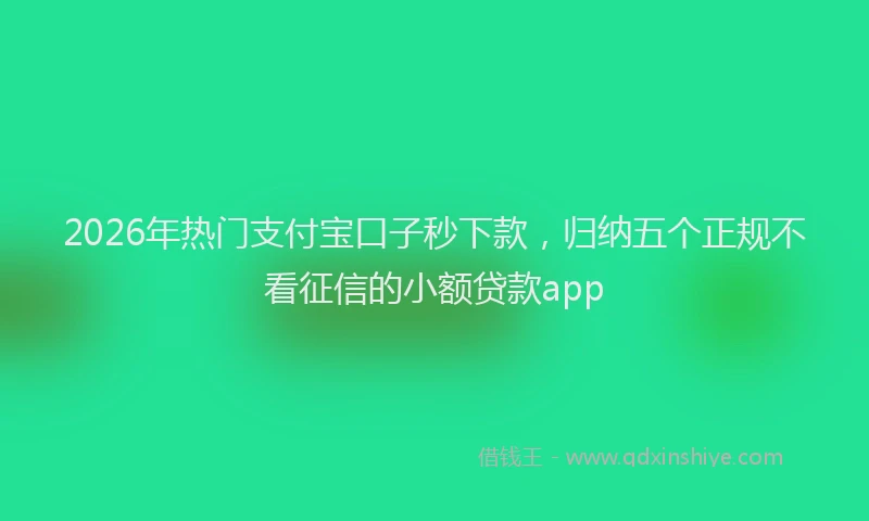 2026年热门支付宝口子秒下款，归纳五个正规不看征信的小额贷款app