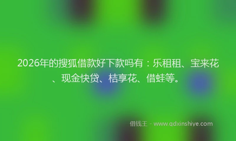 2026年的搜狐借款好下款吗有：乐租租、宝来花、现金快贷、桔享花、借蛙等。