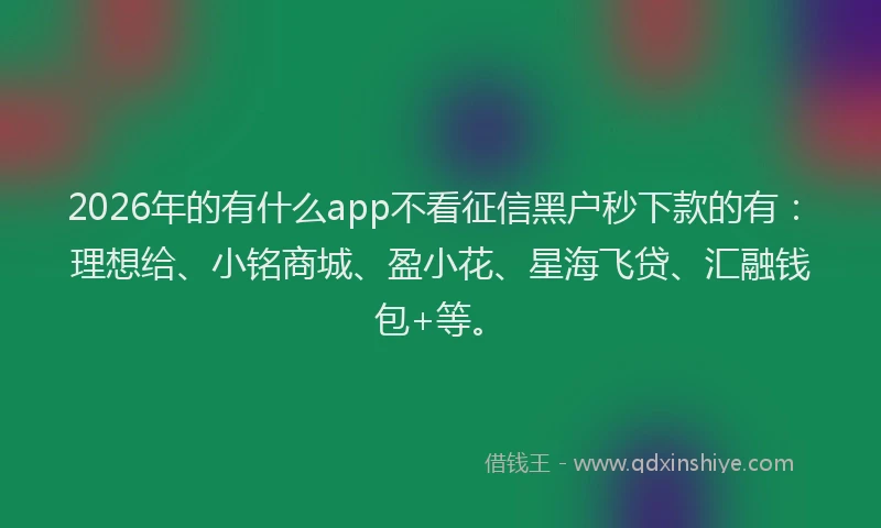 2026年的有什么app不看征信黑户秒下款的有：理想给、小铭商城、盈小花、星海飞贷、汇融钱包+等。