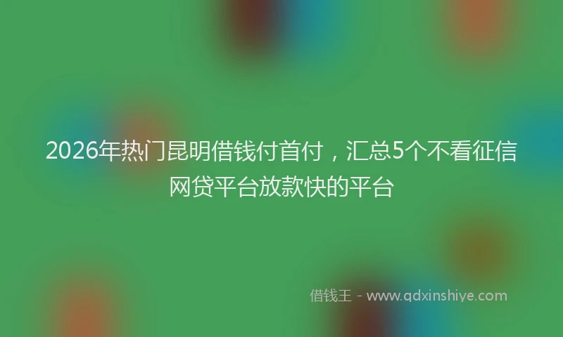 2026年热门昆明借钱付首付，汇总5个不看征信网贷平台放款快的平台
