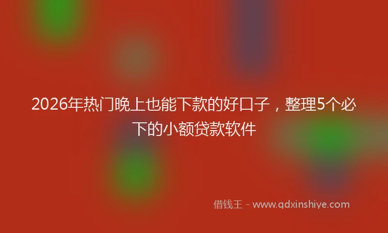 2026年热门晚上也能下款的好口子，整理5个必下的小额贷款软件