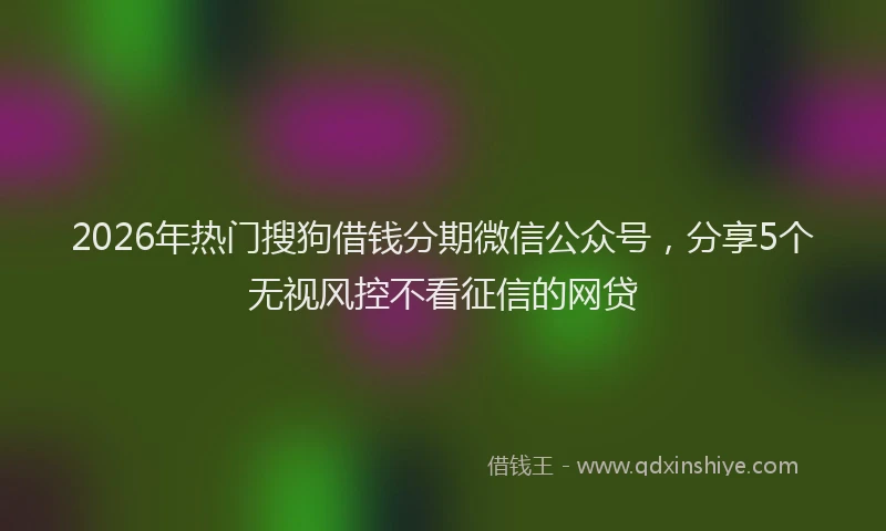 2026年热门搜狗借钱分期微信公众号，分享5个无视风控不看征信的网贷