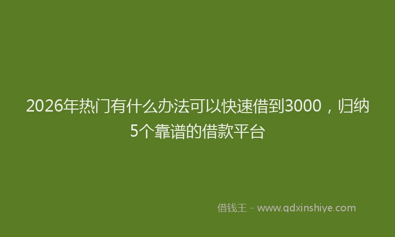 2026年热门有什么办法可以快速借到3000，归纳5个靠谱的借款平台