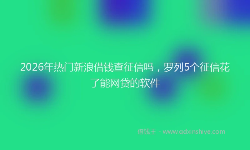 2026年热门新浪借钱查征信吗，罗列5个征信花了能网贷的软件