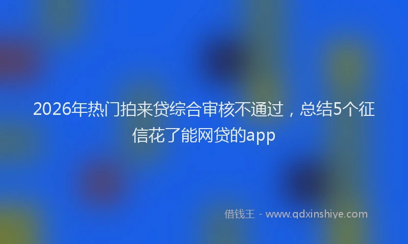 2026年热门拍来贷综合审核不通过，总结5个征信花了能网贷的app