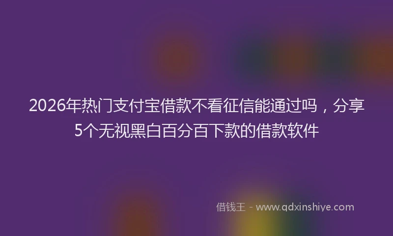 2026年热门支付宝借款不看征信能通过吗，分享5个无视黑白百分百下款的借款软件