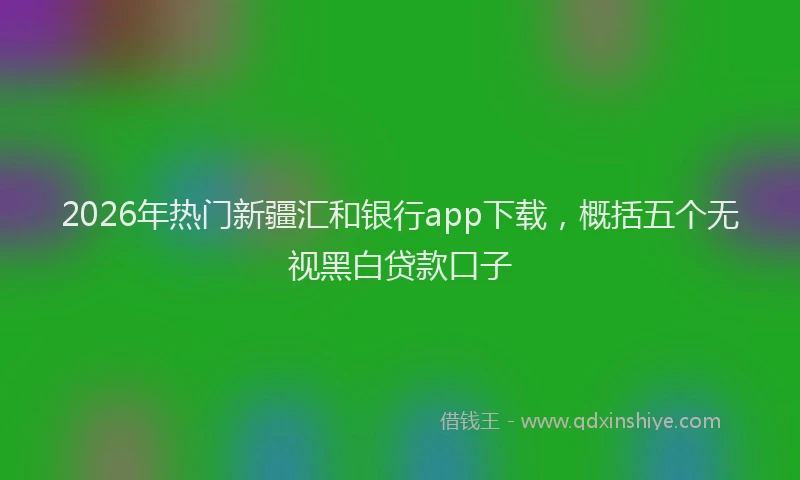 2026年热门新疆汇和银行app下载，概括五个无视黑白贷款口子