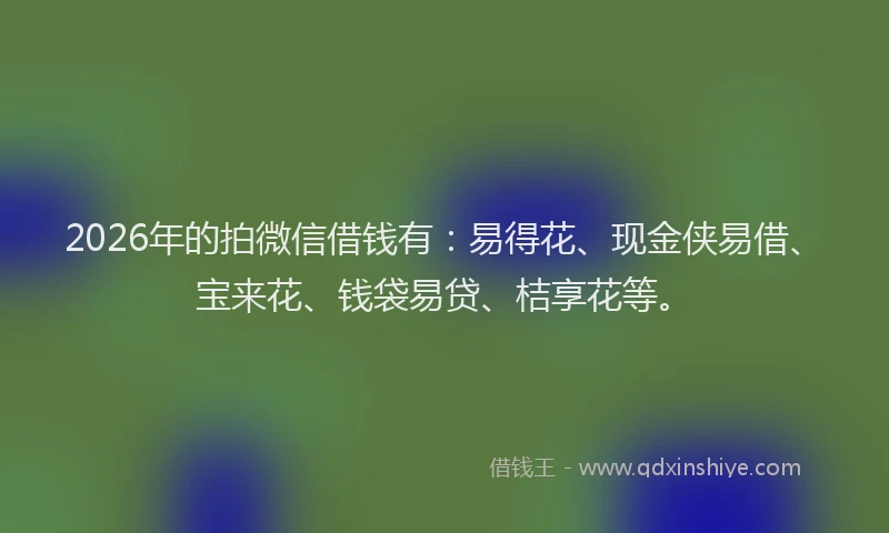 2026年的拍微信借钱有：易得花、现金侠易借、宝来花、钱袋易贷、桔享花等。