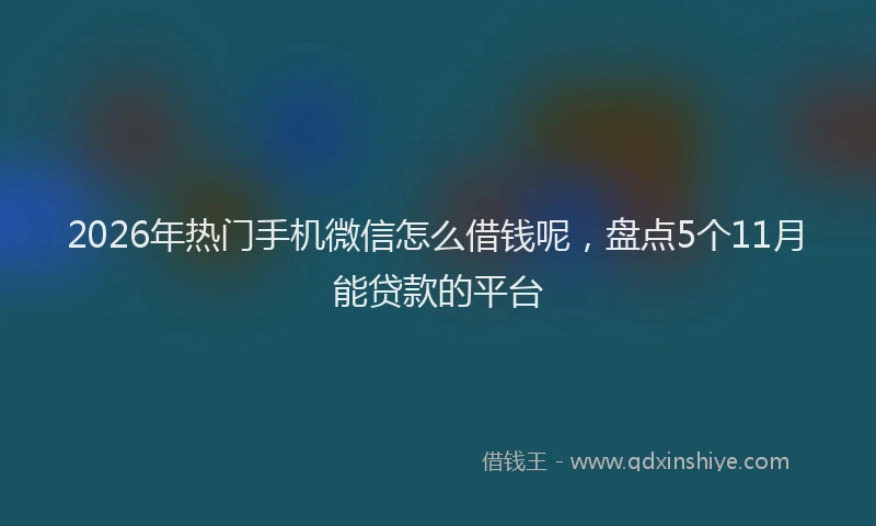 2026年热门手机微信怎么借钱呢,盘点5个11月能贷款的平台