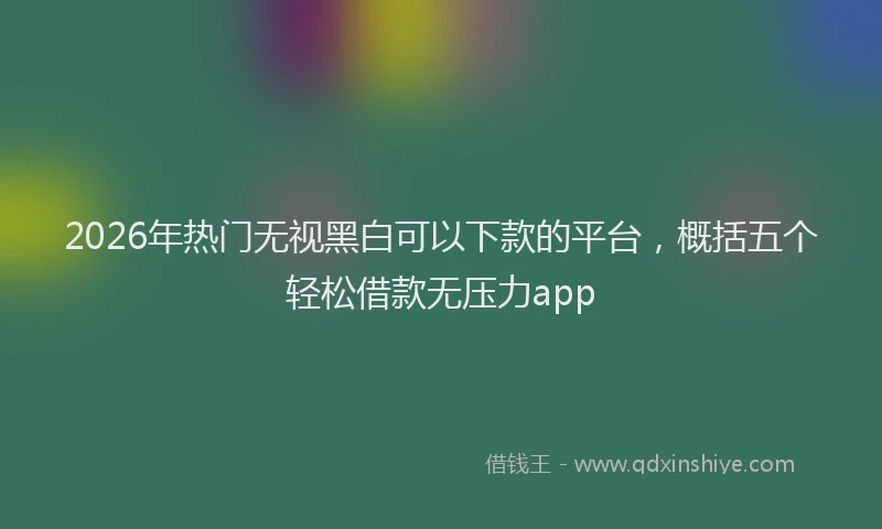 2026年热门无视黑白可以下款的平台，概括五个轻松借款无压力app