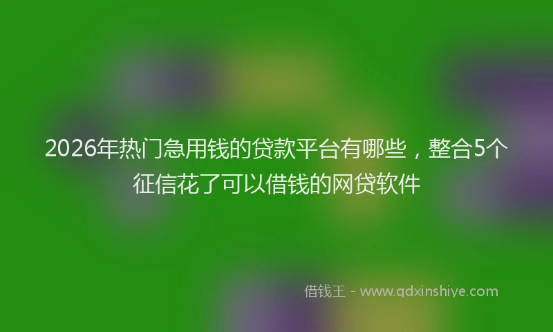 2026年热门急用钱的贷款平台有哪些，整合5个征信花了可以借钱的网贷软件
