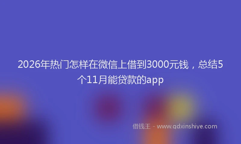 2026年热门怎样在微信上借到3000元钱，总结5个11月能贷款的app