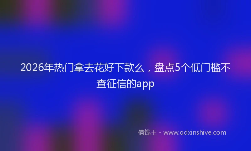 2026年热门拿去花好下款么，盘点5个低门槛不查征信的app