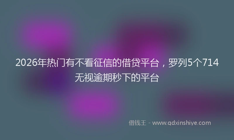 2026年热门有不看征信的借贷平台，罗列5个714无视逾期秒下的平台
