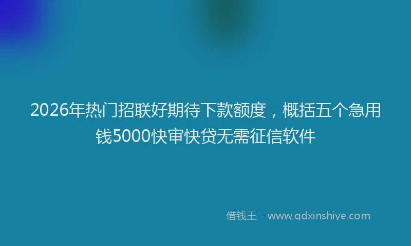 2026年热门招联好期待下款额度，概括五个急用钱5000快审快贷无需征信软件