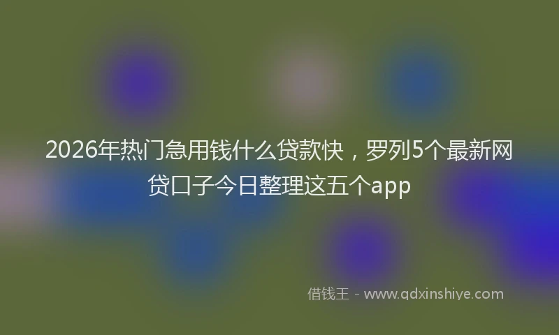 2026年热门急用钱什么贷款快，罗列5个最新网贷口子今日整理这五个app