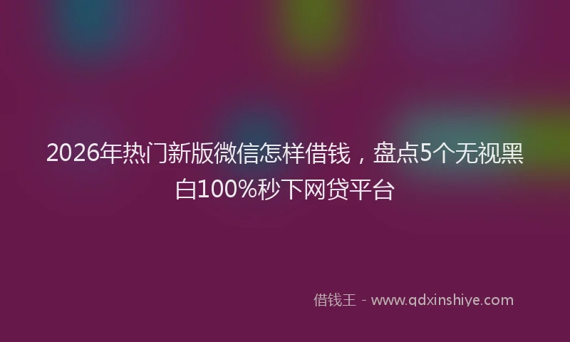2026年热门新版微信怎样借钱，盘点5个无视黑白100%秒下网贷平台