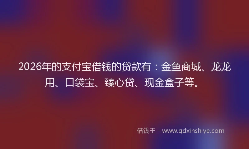 2026年的支付宝借钱的贷款有：金鱼商城、龙龙用、口袋宝、臻心贷、现金盒子等。