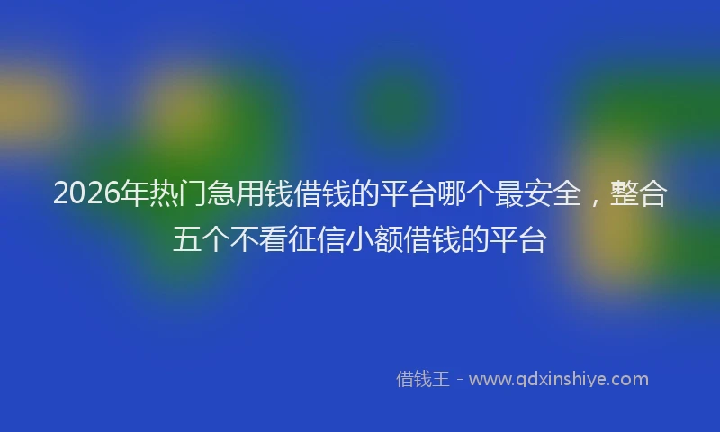 2026年热门急用钱借钱的平台哪个最安全，整合五个不看征信小额借钱的平台