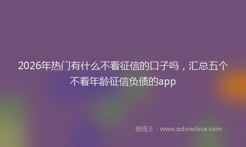 2026年热门有什么不看征信的口子吗，汇总五个不看年龄征信负债的app