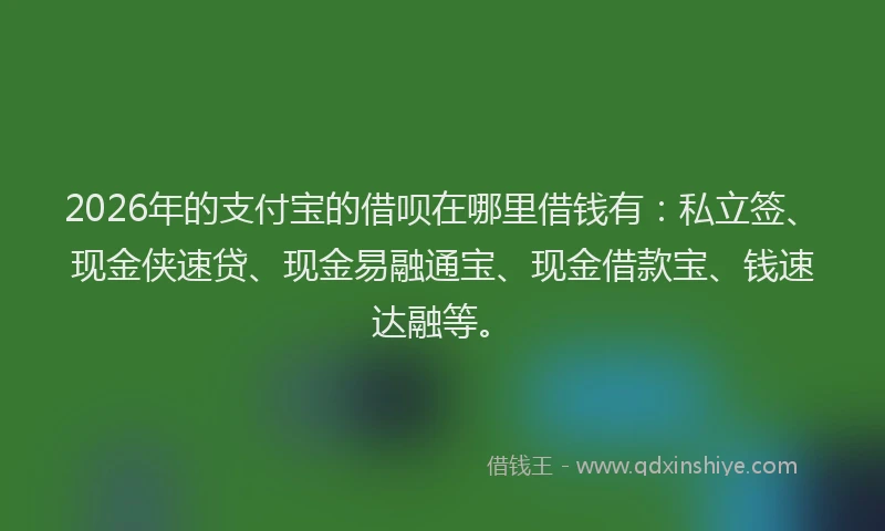 2026年的支付宝的借呗在哪里借钱有：私立签、现金侠速贷、现金易融通宝、现金借款宝、钱速达融等。