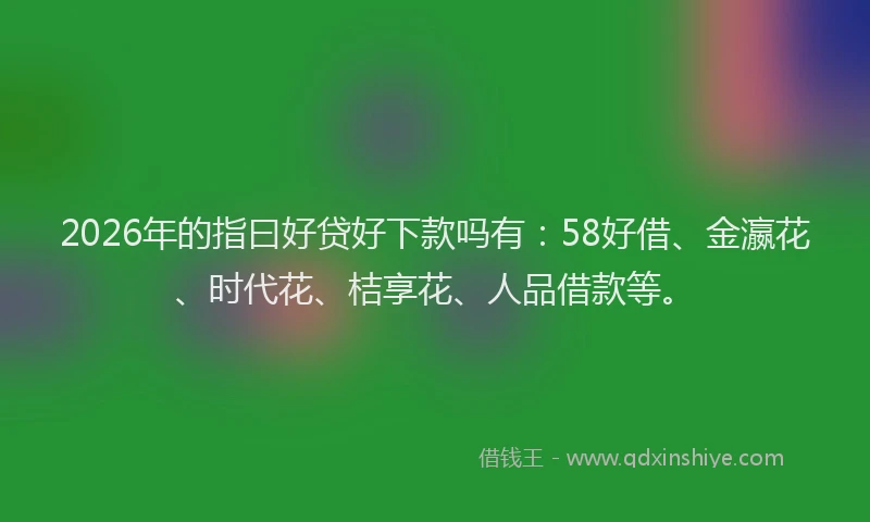 2026年的指曰好贷好下款吗有：58好借、金瀛花、时代花、桔享花、人品借款等。