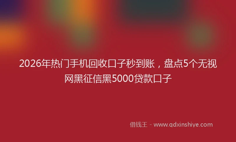 2026年热门手机回收口子秒到账，盘点5个无视网黑征信黑5000贷款口子