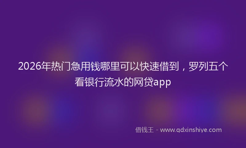 2026年热门急用钱哪里可以快速借到，罗列五个看银行流水的网贷app