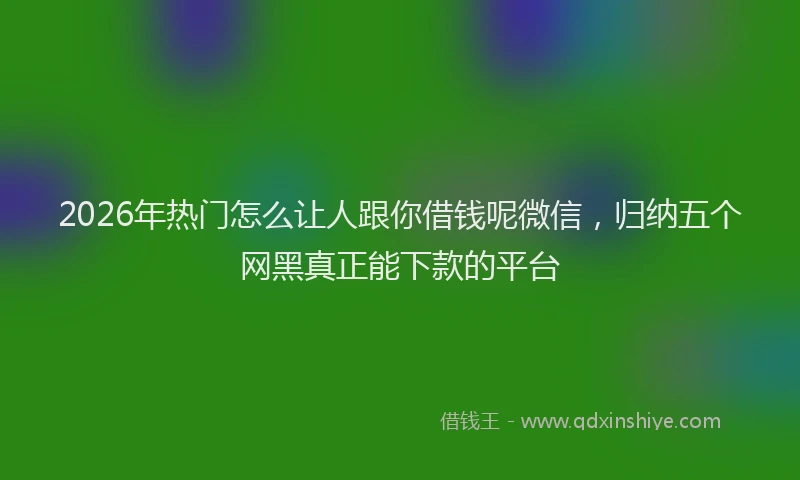 2026年热门怎么让人跟你借钱呢微信，归纳五个网黑真正能下款的平台