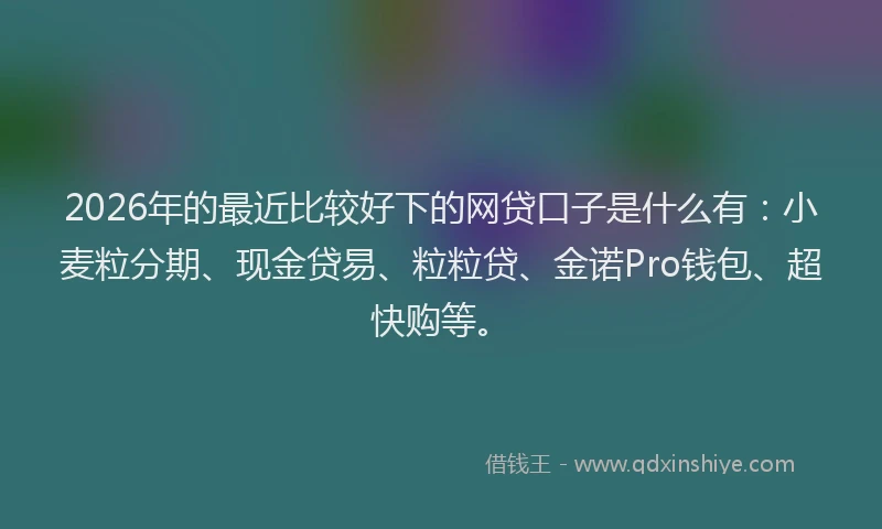 2026年的最近比较好下的网贷口子是什么有：小麦粒分期、现金贷易、粒粒贷、金诺Pro钱包、超快购等。