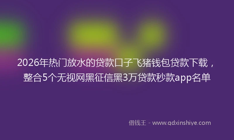 2026年热门放水的贷款口子飞猪钱包贷款下载，整合5个无视网黑征信黑3万贷款秒款app名单