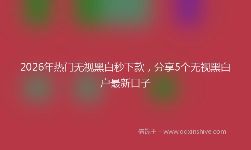 2026年热门无视黑白秒下款，分享5个无视黑白户最新口子