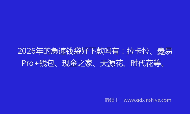 2026年的急速钱袋好下款吗有：拉卡拉、鑫易Pro+钱包、现金之家、天源花、时代花等。