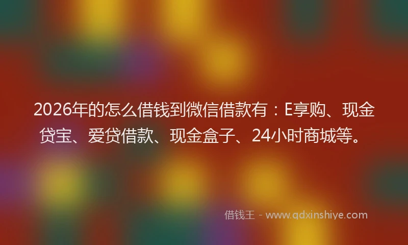 2026年的怎么借钱到微信借款有：E享购、现金贷宝、爱贷借款、现金盒子、24小时商城等。