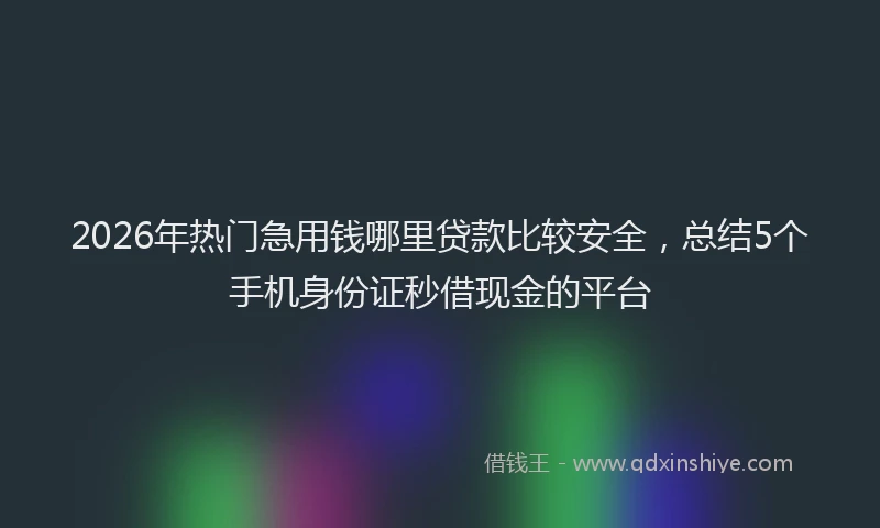 2026年热门急用钱哪里贷款比较安全，总结5个手机身份证秒借现金的平台