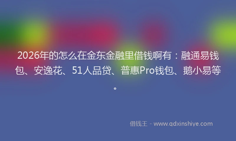 2026年的怎么在金东金融里借钱啊有：融通易钱包、安逸花、51人品贷、普惠Pro钱包、鹅小易等。