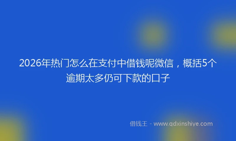 2026年热门怎么在支付中借钱呢微信，概括5个逾期太多仍可下款的口子
