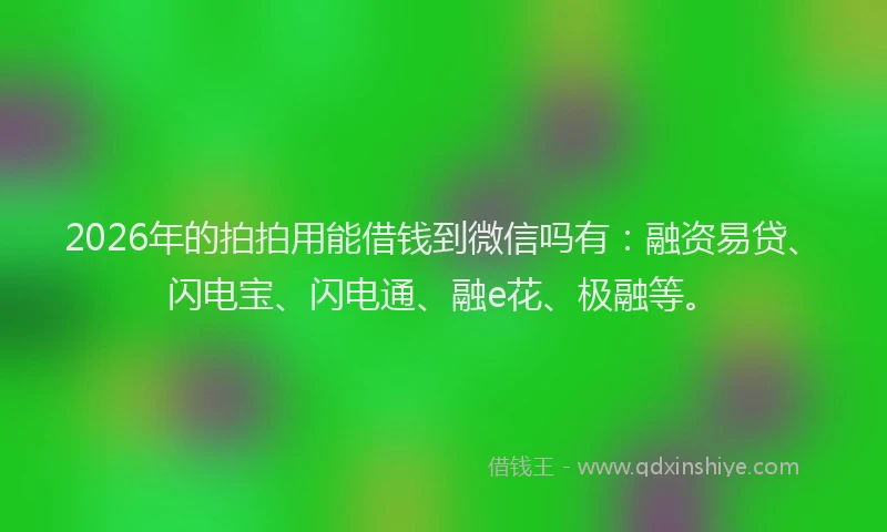 2026年的拍拍用能借钱到微信吗有:融资易贷、闪电宝、闪电通、融e花、极融等。