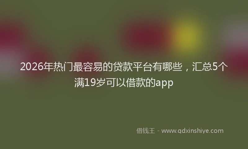 2026年热门最容易的贷款平台有哪些，汇总5个满19岁可以借款的app