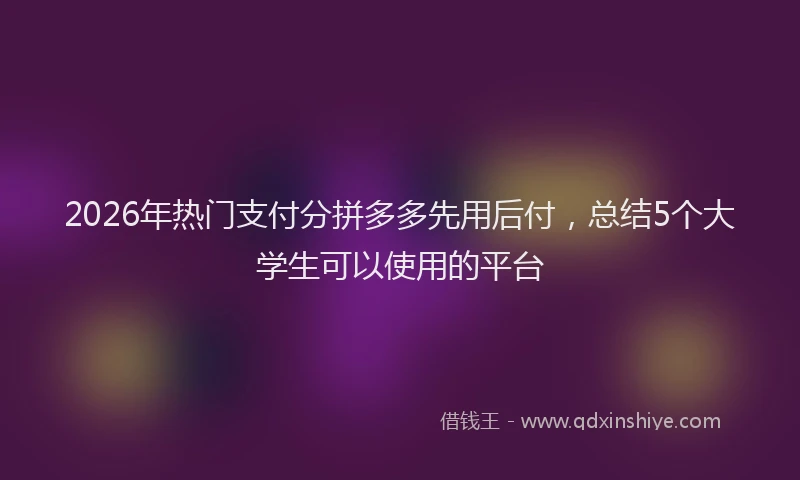 2026年热门支付分拼多多先用后付，总结5个大学生可以使用的平台