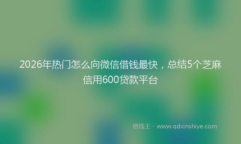 2026年热门怎么向微信借钱最快，总结5个芝麻信用600贷款平台