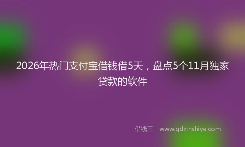 2026年热门支付宝借钱借5天，盘点5个11月独家贷款的软件