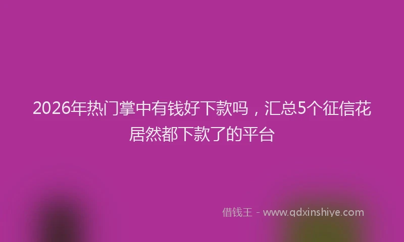 2026年热门掌中有钱好下款吗,汇总5个征信花居然都下款了的平台