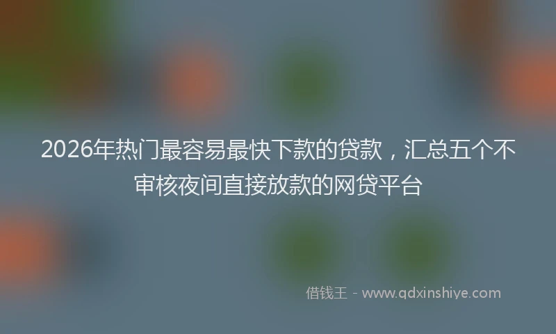 2026年热门最容易最快下款的贷款，汇总五个不审核夜间直接放款的网贷平台
